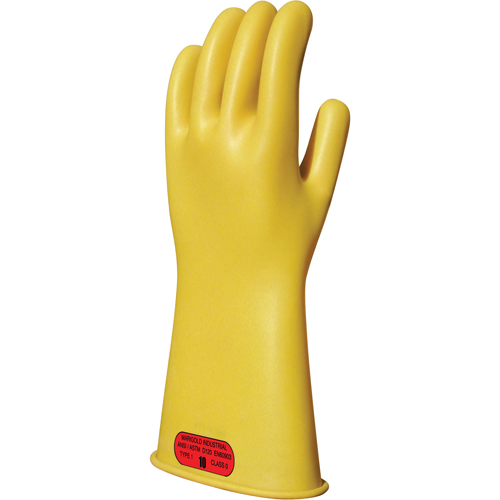 Yellow Natural Rubber Insulating Gloves, ASTM Class 0, Size 8, 11" L Nassau Supply