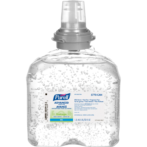 D&eacute;sinfectant pour les mains avanc&eacute; TFX, 1200 ml, Cartouche de recharge, 70 % alcool Nassau Supply