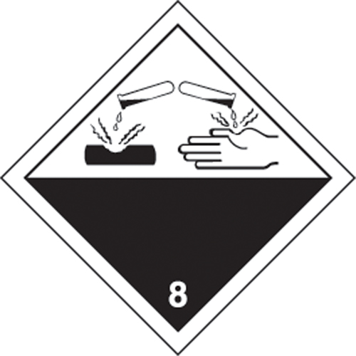 TDG Shipping Labels, Class 8, Corrosives, Vinyl Nassau Supply