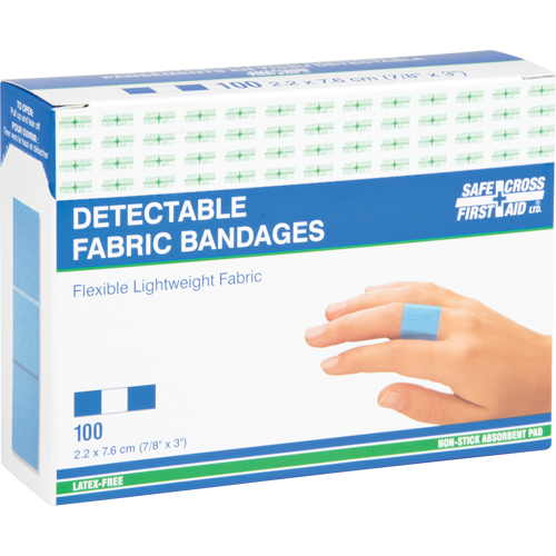 Bandages, Rectangular/Square, 3", Fabric Metal Detectable, Sterile Nassau Supply