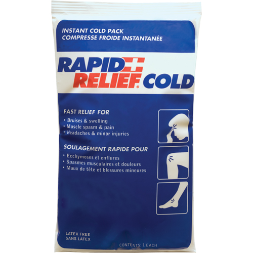 Compresse froide instantan&eacute;e Rapid Relief, Froid, Utilisation unique, 9" x 6" Nassau Supply