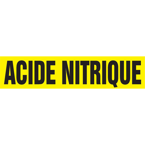 Marqueur de tuyau "Acid Nitrique", Autocollant, 4" h x 24" la, Noir sur jaune Nassau Supply