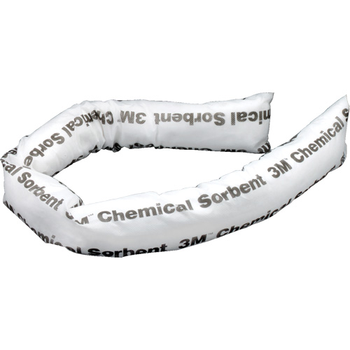 Mini-berme adsorbante pour produits chimiques, Produit chimique, 4' lo x 3" la, Absorption 12 gal., 12 /pqt Nassau Supply