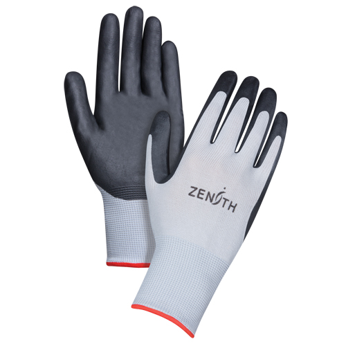 Gants l&eacute;gers enduits et respirants, 7/Petit, R&ecirc;vetement Mousse de nitrile, Calibre 13, Enveloppe en Polyester Nassau Supply