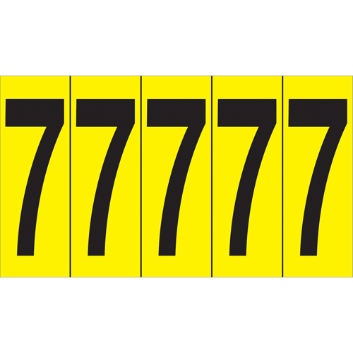 Rep&egrave;res adh&eacute;sifs &agrave; chiffres individuels, 7, 3-7/8" h, Noir sur jaune Nassau Supply