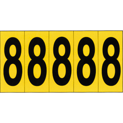 Individual Adhesive Number Markers, 8, 3-7/8" H, Black on Yellow Nassau Supply