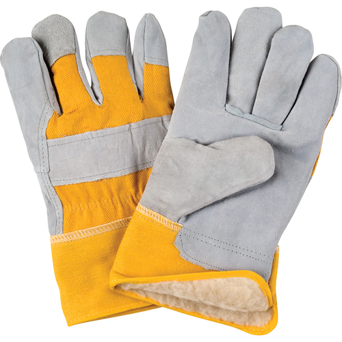 Winter-Lined Fitters Gloves, Large, Split Cowhide Palm, Boa Inner Lining Nassau Supply