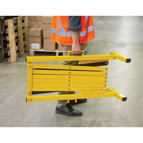 Barri&egrave;re extensible, 37" h x 11' lo, Noir/Jaune Nassau Supply