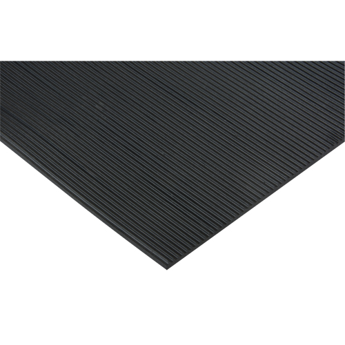 Fine Ribbed Matting, Runner, 2' x Lin. Ft x 1/8", Black Nassau Supply