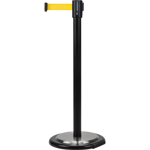 Free-Standing Crowd Control Barrier, Steel, 35" H, Yellow Tape, 12' Tape Length Nassau Supply