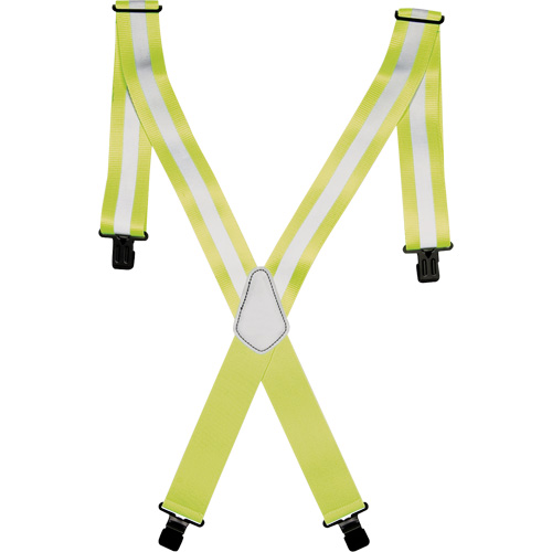 Hi-Viz 2" Work Suspenders, High Visibility Lime-Yellow, Silver Reflective Colour, One Size Nassau Supply