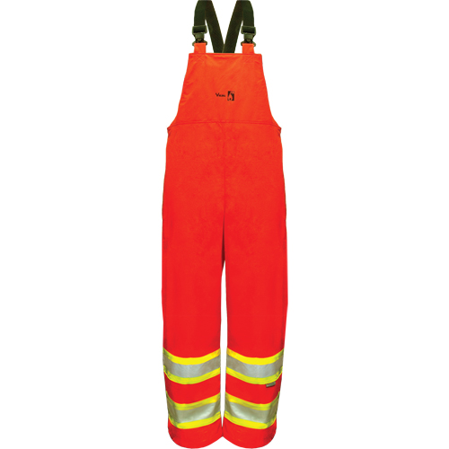 Hi-Vis FR/PU Safety Rain Bib Pants, Small, High Visibility Orange Nassau Supply
