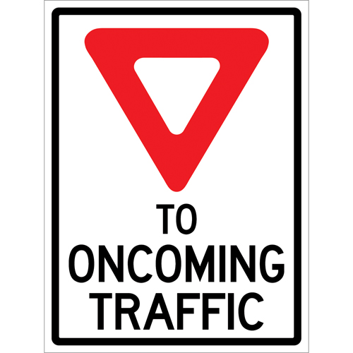 "Yield to Oncoming Traffic" Roll-Up Sign Traffic Sign, 36" x 48", Vinyl, English with Pictogram Nassau Supply
