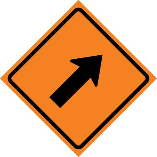 Right Diagonal Arrow Roll-Up Traffic Sign, 36" x 36", Vinyl, Pictogram Nassau Supply