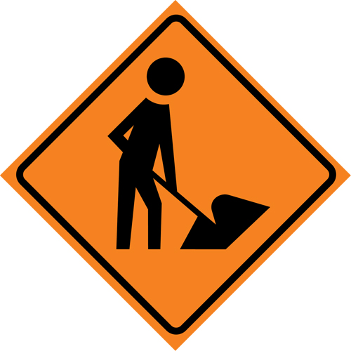 Men at Work Roll-Up Traffic Sign, 29-1/2" x 29-1/2", Vinyl, Pictogram Nassau Supply