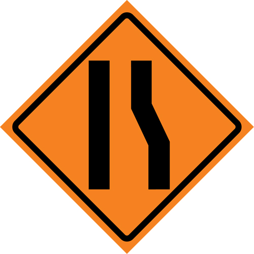 Merge Left Roll-Up Traffic Sign, 29-1/2" x 29-1/2", Vinyl, Pictogram Nassau Supply