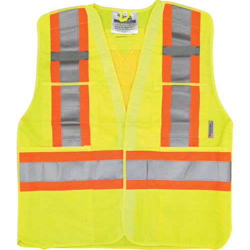 Traffic Safety Vest, High Visibility Lime-Yellow, Medium/Small, Polyester Nassau Supply