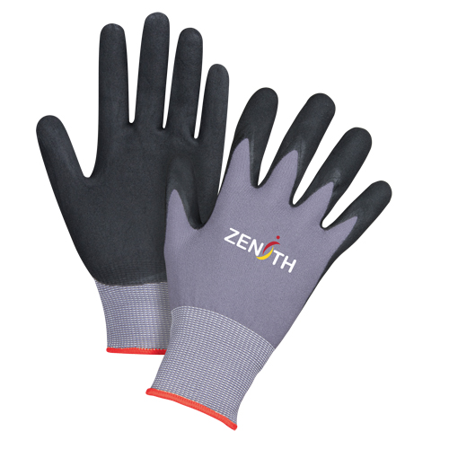 Gants ZX-1 de premi&egrave;re qualit&eacute; compatibles avec les &eacute;crans tactiles, 6/T-petit, R&ecirc;vetement Mousse de nitrile, Calibre 15, Enveloppe en Nylon Nassau Supply