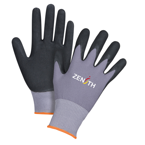 Gants ZX-1 de premi&egrave;re qualit&eacute; compatibles avec les &eacute;crans tactiles, 7/Petit, R&ecirc;vetement Nitrile/Mousse de nitrile, Calibre 15, Enveloppe en Nylon Nassau Supply