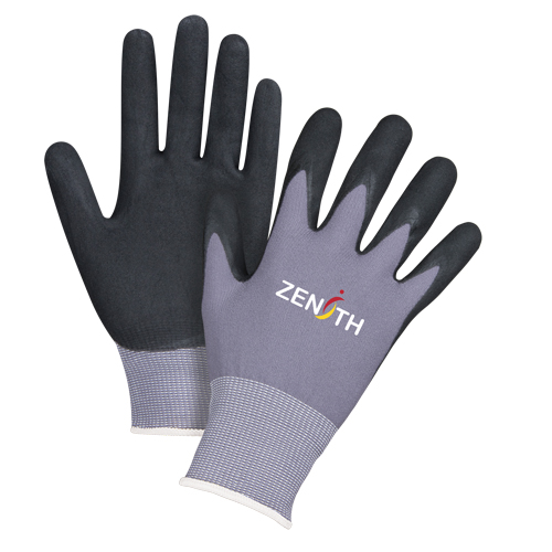 Gants ZX-1 de premi&egrave;re qualit&eacute; compatibles avec les &eacute;crans tactiles, 8/Moyen, R&ecirc;vetement Nitrile/Mousse de nitrile, Calibre 15, Enveloppe en Nylon Nassau Supply