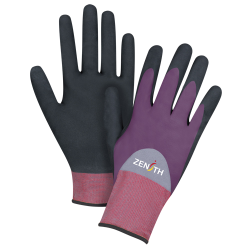 Gants enduits de premi&egrave;re qualit&eacute; ZX-2, 10/T-Grand, R&ecirc;vetement Nitrile/Mousse de nitrile, Calibre 18, Enveloppe en Nylon Nassau Supply