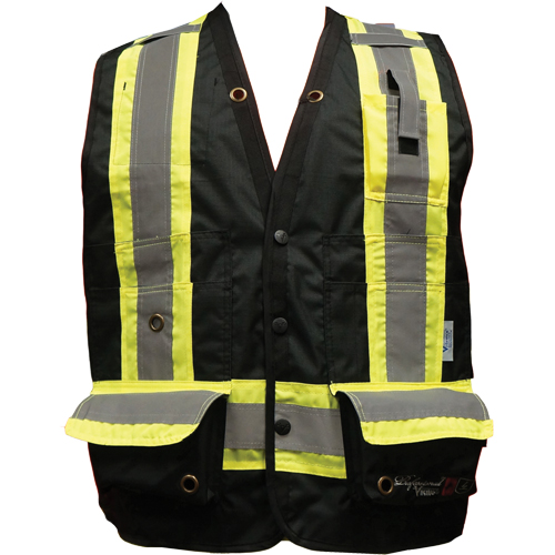Fire Retardant Surveyor Safety Vest, Black, Small, Polyester Nassau Supply