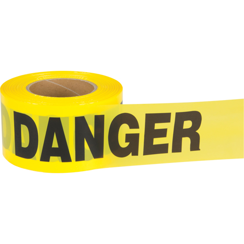"Danger" Barricade Tape, Bilingual, 3" W x 1000' L, 1.5 mils, Black on Yellow Nassau Supply
