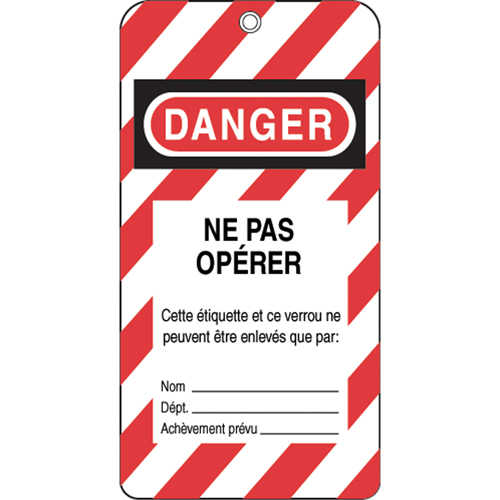 Lockout Tags, Plastic, 3" W x 5-3/4" H, French Nassau Supply