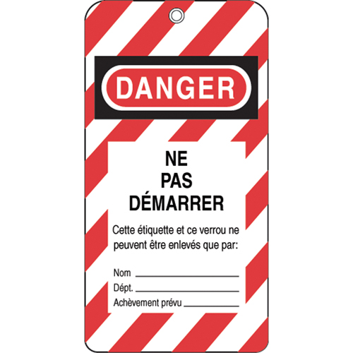 Lockout Tags, Plastic, 3" W x 5-3/4" H, French Nassau Supply