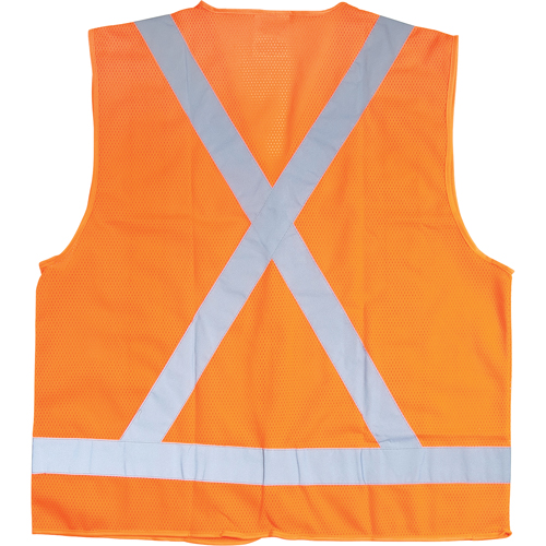 Traffic Safety Vest, High Visibility Orange, Medium, Polyester Nassau Supply