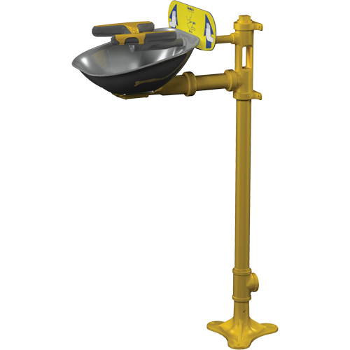 Halo Face/Eyewash Stations, Pedestal Installation, Stainless Steel Bowl Nassau Supply