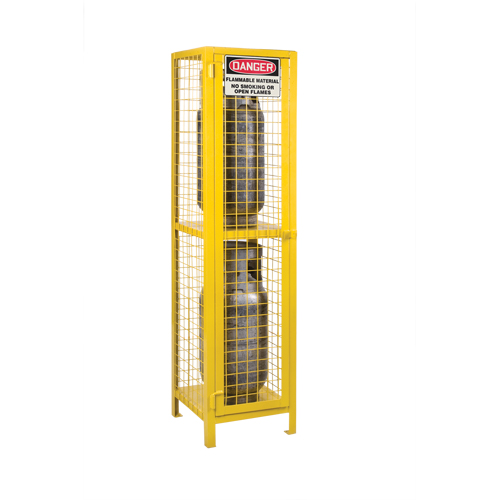 Gas Cylinder Cabinets, 2 Cylinder Capacity, 17" W x 17" D x 69" H, Yellow Nassau Supply