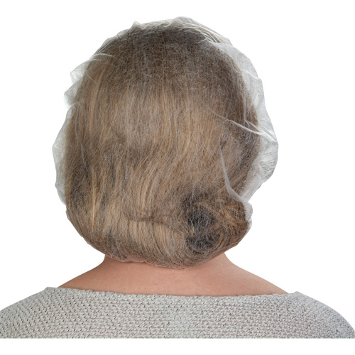 Non-Woven Bouffant Caps, Polypropylene, 21"/Large, White Nassau Supply