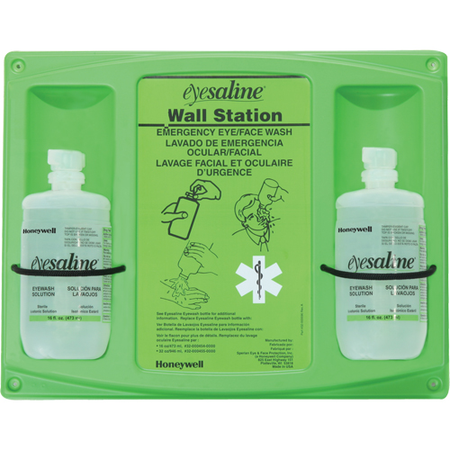 Support mural pour solution saline de douche oculaire, Double Nassau Supply
