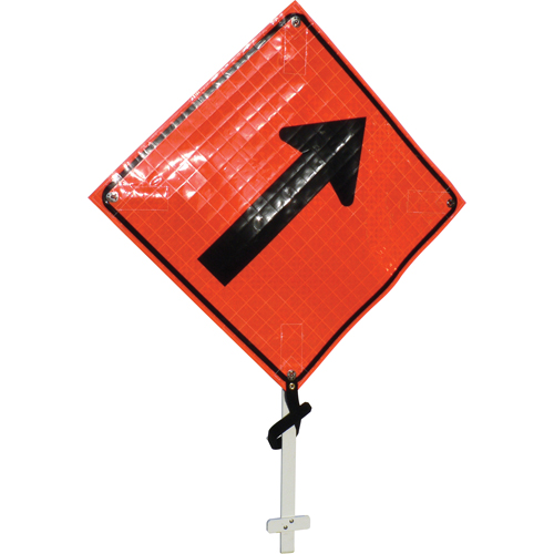 Enseigne sur poteau fl&egrave;che oblique vers la droite, 24" x 24", Vinyle, Pictogramme Nassau Supply