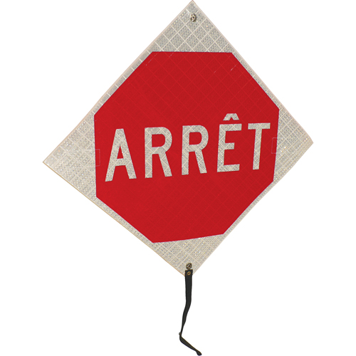 "Arr&ecirc;t" Rolled-Up Traffic Sign, 24" x 24", Vinyl, French Nassau Supply