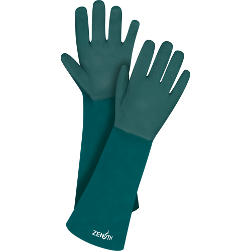 Double Dipped Green Gloves, 18" L, PVC, Cotton Jersey Inner Lining, 70-mil Nassau Supply