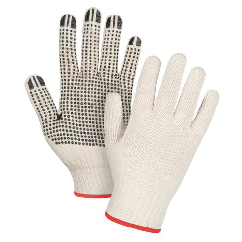 Lightweight Dotted String Knit Gloves, Poly/Cotton, Single Sided, 7 Gauge, Small Nassau Supply