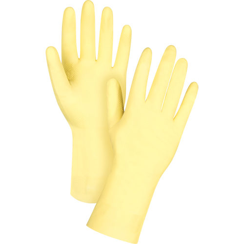 Gants jaune canari de premi&egrave;re qualit&eacute; r&eacute;sistants aux produits chimiques, Taille T-Grand/10, 12" lo, Latex de caoutchouc, Doublure en Ouat&eacute;e, 18 mils Nassau Supply