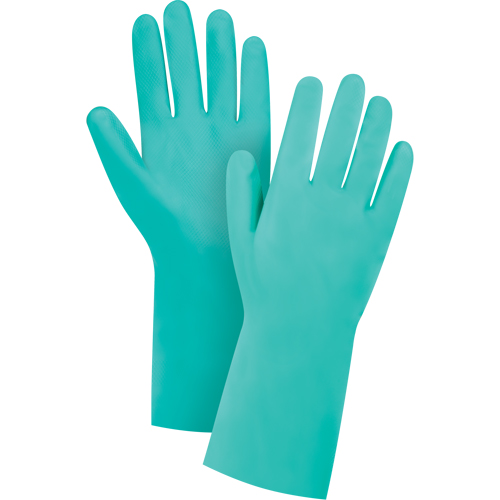 Gants r&eacute;sistants aux produits chimiques &agrave; prise en losange, Taille 8, 13" lo, Nitrile, Doublure en Ouat&eacute;e, 13 mils Nassau Supply