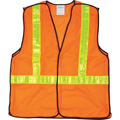 5-Point Tear-Away Traffic Safety Vest, High Visibility Orange, Medium, Polyester Nassau Supply