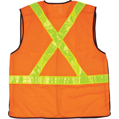 5-Point Tear-Away Traffic Safety Vest, High Visibility Orange, Medium, Polyester Nassau Supply