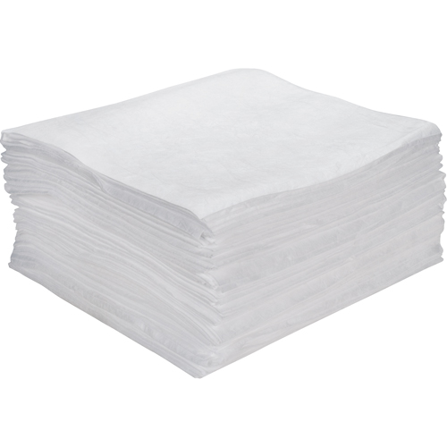 Feuilles absorbantes souffl&eacute;es de premi&egrave;re qualit&eacute;, Huile seulement, 15" x 18", 15 gal. d'absorption Nassau Supply