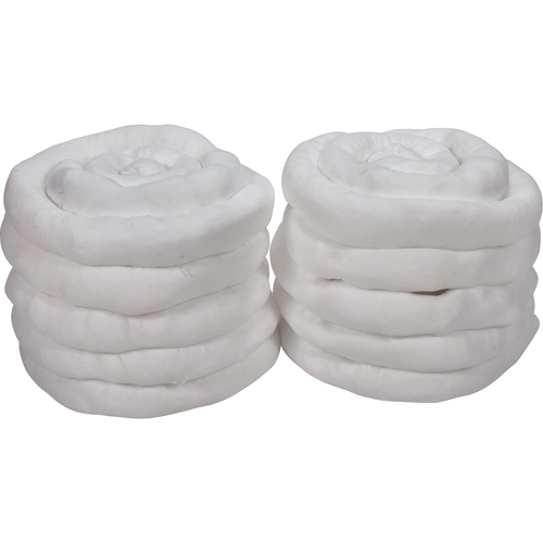 Remblais tubulaire absorbant, Huile seulement, Absorption 45 gal., 3" la x 10' lo, Pqt de 10 Nassau Supply