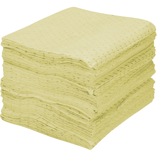 Feuilles absorbantes en fibres fines de premi&egrave;re qualit&eacute;, Mati&egrave;res dangereuses, 15" x 17", 30 gal. d'absorption Nassau Supply
