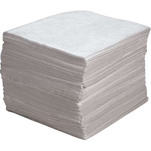 Feuilles absorbantes souffl&eacute;es de premi&egrave;re qualit&eacute;, Huile seulement, 15" x 17", 30 gal. d'absorption Nassau Supply