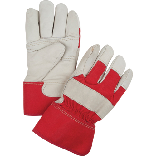 Red & White Winter-Lined Fitters Gloves, Large, Grain Cowhide Palm, Boa Inner Lining Nassau Supply