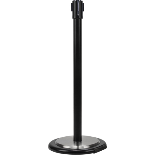 Poteau r&eacute;cepteur pour barri&egrave;res sur pieds pour le contr&ocirc;le des foules avec roues, Hauteur de 35", Noir Nassau Supply