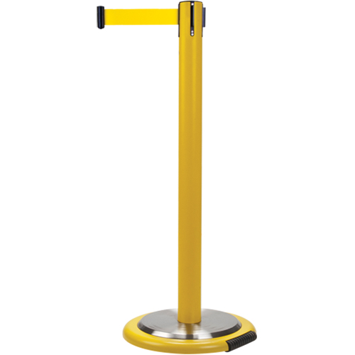 Free-Standing Crowd Control Barrier, Steel, 35" H, Yellow Tape, 7' Tape Length Nassau Supply