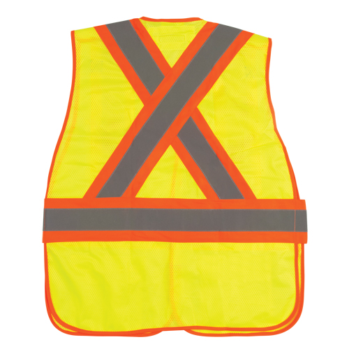 Flame-Resistant Surveyor Vest, High Visibility Lime-Yellow, Medium, Polyester Nassau Supply